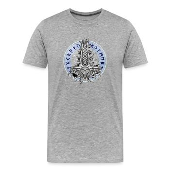 Runen nordisch mysthisch Wikinger Walhalla Symbol - Männer Premium Bio T-Shirt - Grau meliert - Vorne - Damien (186cm)
