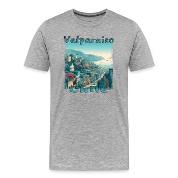 Valparaiso Stadt Chile Hafenstadt Hügel - Männer Premium Bio T-Shirt - Grau meliert - Vorne - Damien (186cm)