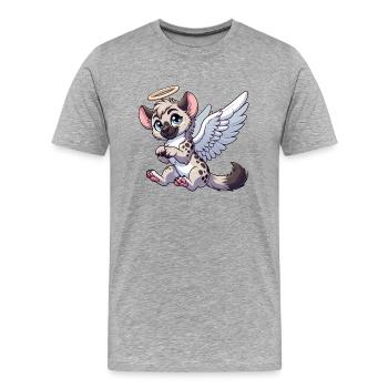Hyäne Engel Flügel Heiligenschein - Männer Premium Bio T-Shirt - Grau meliert - Vorne - Damien (186cm)
