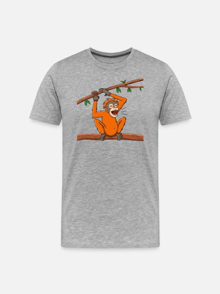 Rimba rufend - Männer Premium Bio T-Shirt - Grau meliert