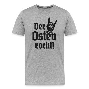 Der Osten rockt Ostdeutschland - Männer Premium Bio T-Shirt - Grau meliert - Vorne - Damien (186cm)