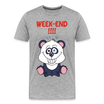 Panda am Wochenende - Männer Premium Bio T-Shirt - Grau meliert - Vorne - Damien (186cm)
