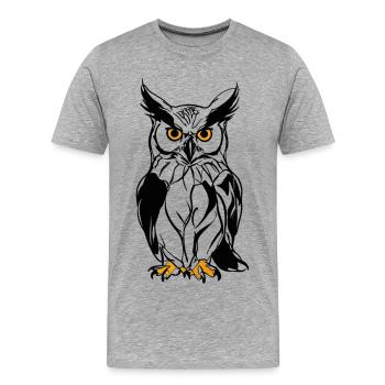 Nacht-Eule Silhouette mit Goldaugen - Männer Premium Bio T-Shirt - Grau meliert - Vorne - Damien (186cm)