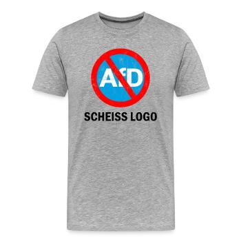 ANTI AFD STICKER, SCHEISS LOGO - Männer Premium Bio T-Shirt - Grau meliert - Vorne - Damien (186cm)