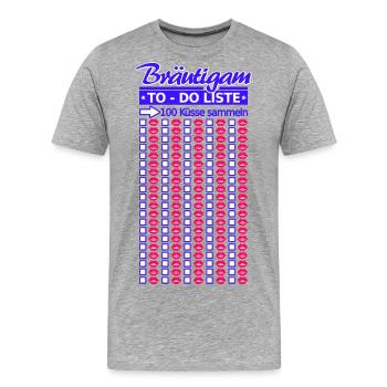 Junggesellen Abschied JGA 100 Küsse Fun Motiv - Männer Premium Bio T-Shirt - Grau meliert - Vorne - Damien (186cm)