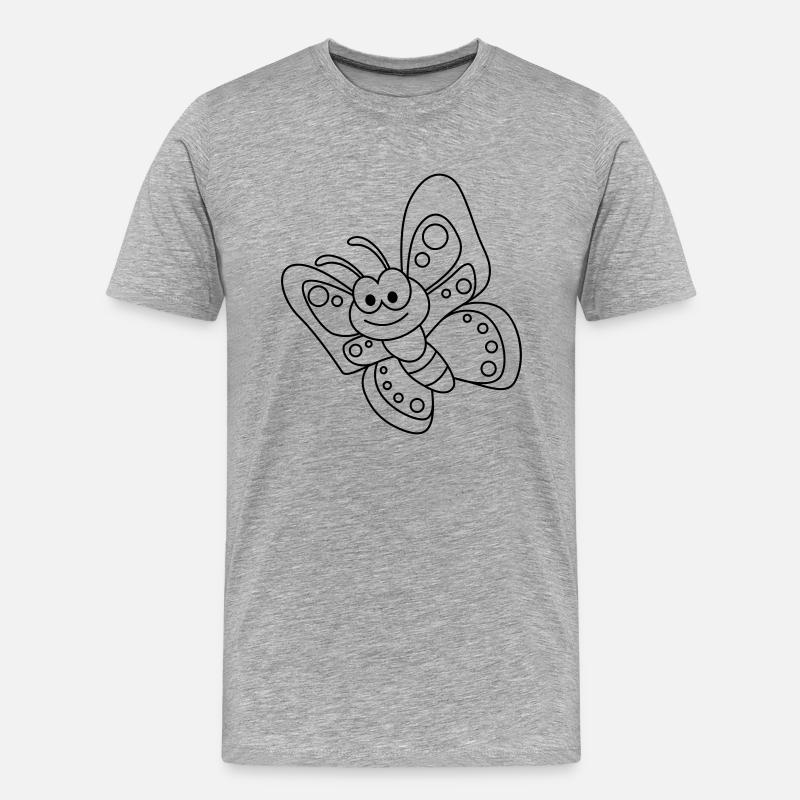Schmetterling Comic Tier - Männer Premium Bio T-Shirt - Grau meliert