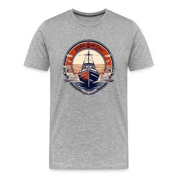 Bateau à moteur / Eau / Liberté / Aventure / Moteur - T-shirt bio Premium Homme - gris chiné - Devant - Damien (186cm)