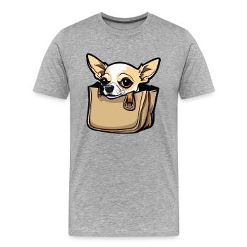 Chihuahua / petit chien / animal / minuscule / race - T-shirt bio Premium Homme - gris chiné - Devant - Damien (186cm)
