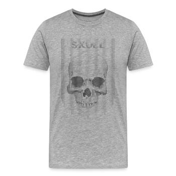 Der Totenkopf in Schwarz - Männer Premium Bio T-Shirt - Grau meliert - Vorne - Damien (186cm)