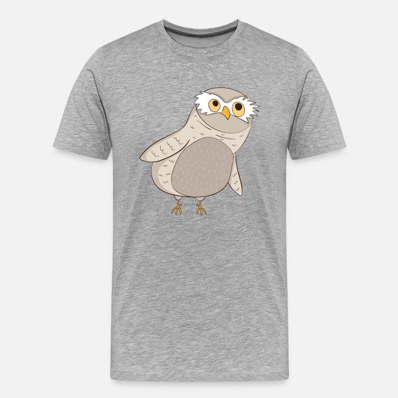 Kauz Eule - Männer Premium Bio T-Shirt - Grau meliert