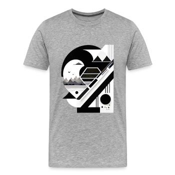 Collage Montagnes de style japonais - T-shirt bio Premium Homme - gris chiné - Devant - Damien (186cm)