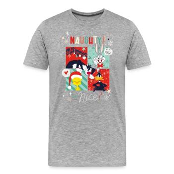 Looney Tunes Böse Oder Lieb Weihnachten - Männer Premium Bio T-Shirt - Grau meliert - Vorne - Damien (186cm)