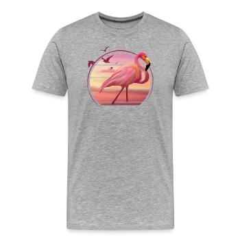 Flamingo beach vibes - Sunset Summer Illustration - T-shirt bio Premium Homme - gris chiné - Devant - Damien (186cm)