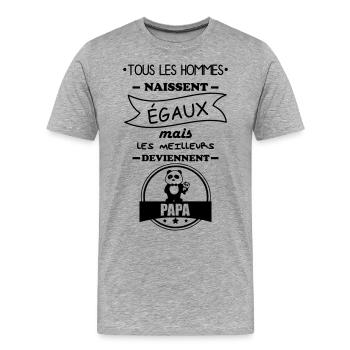 homme papa,cadeau père,futur papa - T-shirt bio Premium Homme - gris chiné - Devant - Damien (186cm)