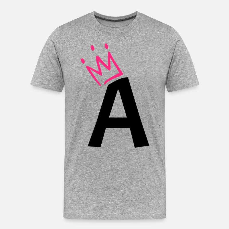 Buchstabe A mit Krone - Männer Premium Bio T-Shirt - Grau meliert