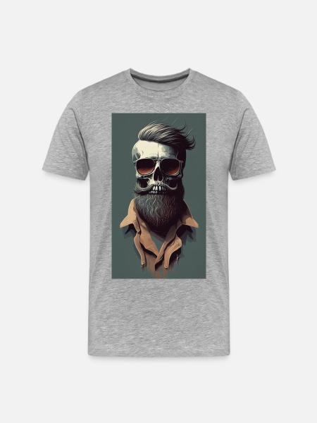 Hipster Skull - Men's Premium Organic T-Shirt - heather grey