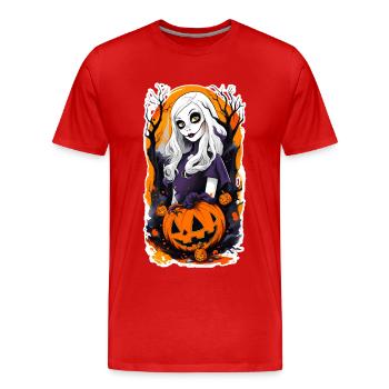 Halloween Spooky Girl Doll - T-shirt bio Premium Homme - rouge - Devant - Damien (186cm)