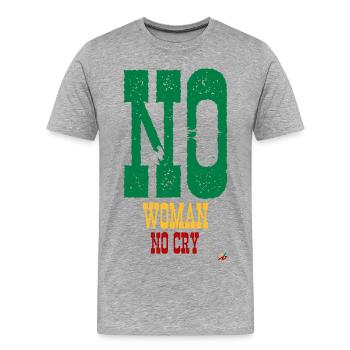 NO WOMAN NO CRY - T-shirt bio Premium Homme - gris chiné - Devant - Damien (186cm)
