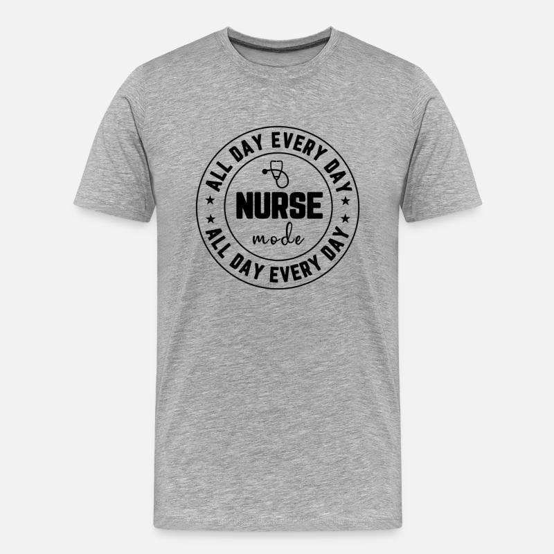 Nurse Mode All Day Every Day - Männer Premium Bio T-Shirt - Grau meliert