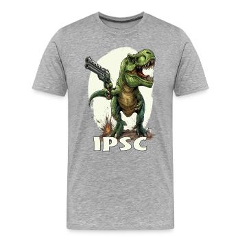 IPSC Shooter Tyrannosaurus rex - Männer Premium Bio T-Shirt - Grau meliert - Vorne - Damien (186cm)