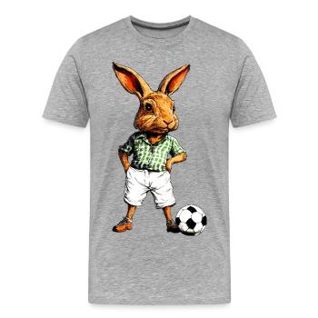 Hase Fussball - Männer Premium Bio T-Shirt - Grau meliert - Vorne - Damien (186cm)
