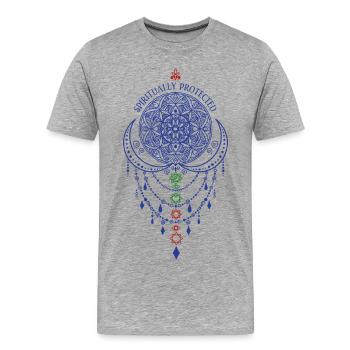 Spiritualité Géométrie Sacrée Protégée Spirituellement - T-shirt bio Premium Homme - gris chiné - Devant - Damien (186cm)