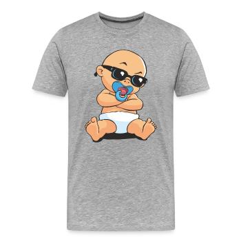 CD - Baby Gangsta mit Sonnenbrille und Schnuller - - Männer Premium Bio T-Shirt - Grau meliert - Vorne - Damien (186cm)