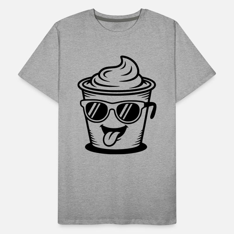 Tasses, crème, yaourt, crème, glace (couleur variable) T-shirt bio Premium Homme