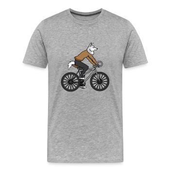 Wolf fait un cadeau de vélo - T-shirt bio Premium Homme - gris chiné - Devant - Damien (186cm)