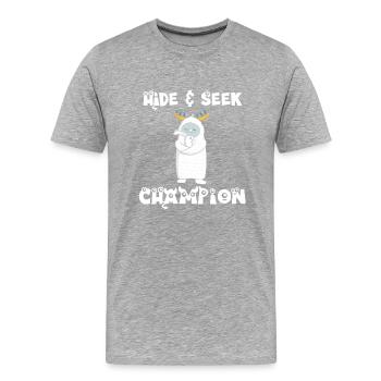 Hide and Seek Yeti - Men's Premium Organic T-Shirt - heather grey - Front - Damien (186cm)