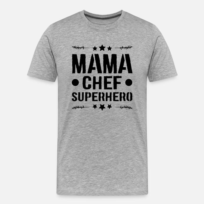 Mama Chef Superheld Mutter - Männer Premium Bio T-Shirt - Grau meliert