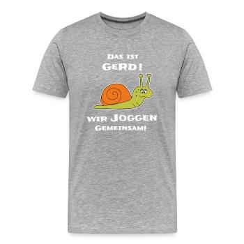 Lustige Schnecke Joggen - Männer Premium Bio T-Shirt - Grau meliert - Vorne - Damien (186cm)