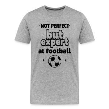 Not perfect, but expert at football - Men's Premium Organic T-Shirt - heather grey - Front - Damien (186cm)