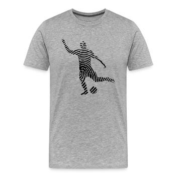 Fussball Fingerabduck - Identität-Geschenk-Fußball - Männer Premium Bio T-Shirt - Grau meliert - Vorne - Damien (186cm)