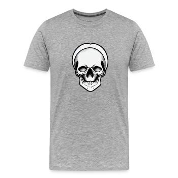 crâne illustré - T-shirt bio Premium Homme - gris chiné - Devant - Damien (186cm)