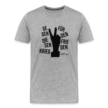 gegen den Krieg, - Männer Premium Bio T-Shirt - Grau meliert - Vorne - Damien (186cm)