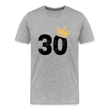 30 Krone 30. Geburtstag 30 Jahre - Männer Premium Bio T-Shirt - Grau meliert - Vorne - Damien (186cm)