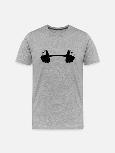 Dumbbell weight lifting bodybuilding 02 - Men's Premium Organic T-Shirt - heather grey
