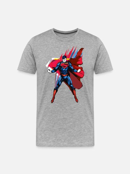 Superman Power Pose - Männer Premium Bio T-Shirt - Grau meliert