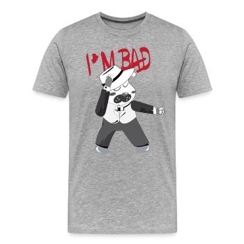 I'm BAD Dancer - Dancing Dog - Männer Premium Bio T-Shirt - Grau meliert - Vorne - Damien (186cm)