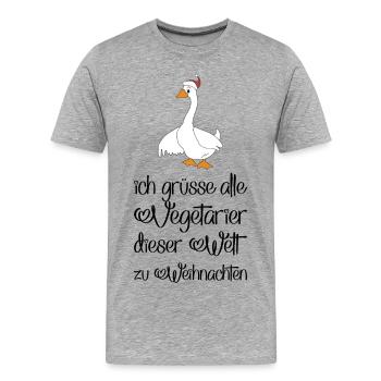 Lustige Geschenke für Vegetarier zu Weihnachten - Männer Premium Bio T-Shirt - Grau meliert - Vorne - Damien (186cm)