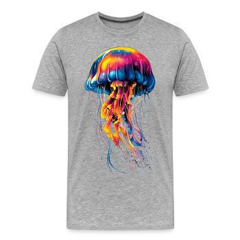 Méduse Méduse de feu Méduse Méduse mignonne - T-shirt bio Premium Homme - gris chiné - Devant - Damien (186cm)