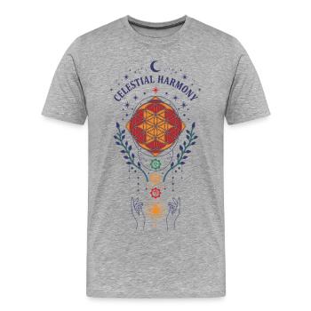 Spiritualité Harmonie Céleste Géométrie Sacrée - T-shirt bio Premium Homme - gris chiné - Devant - Damien (186cm)
