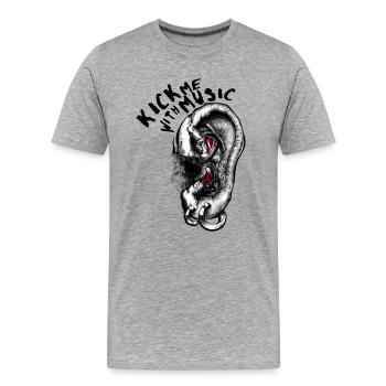 Kick me with Music - Men's Premium Organic T-Shirt - heather grey - Front - Damien (186cm)