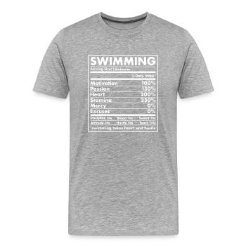 Sport Nutrition Swimming - Männer Premium Bio T-Shirt - Grau meliert - Vorne - Damien (186cm)