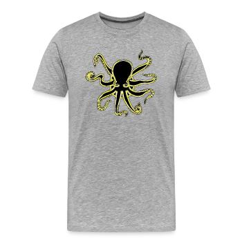 NEON OCTOPUS - T-shirt bio Premium Homme - gris chiné - Devant - Damien (186cm)