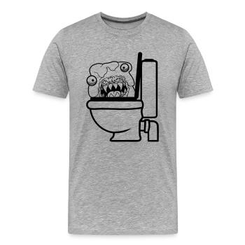 toilettes toilettes merde merde wc dangereux baz - T-shirt bio Premium Homme - gris chiné - Devant - Damien (186cm)