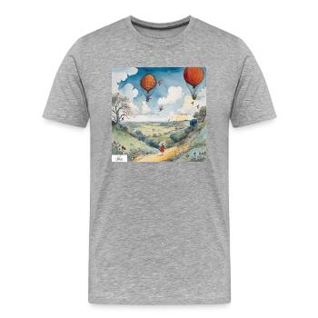 Glücklicher Sommer Vintage Cartoon - Männer Premium Bio T-Shirt - Grau meliert - Vorne - Damien (186cm)