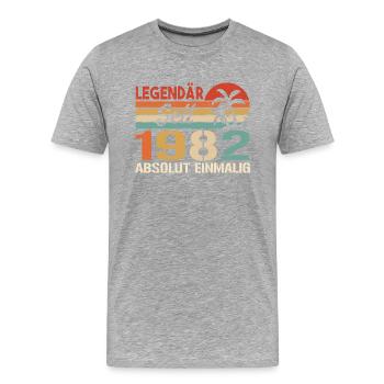 Original 1982 Jahrgang Vintage Geburtstag 1982 - Männer Premium Bio T-Shirt - Grau meliert - Vorne - Damien (186cm)