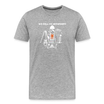 Vermesser Alleskönner - Männer Premium Bio T-Shirt - Grau meliert - Vorne - Damien (186cm)